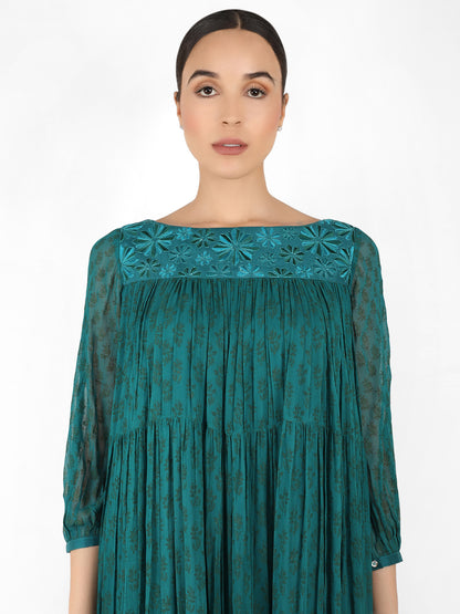 The bohemian yoke dress - Deep sea Green