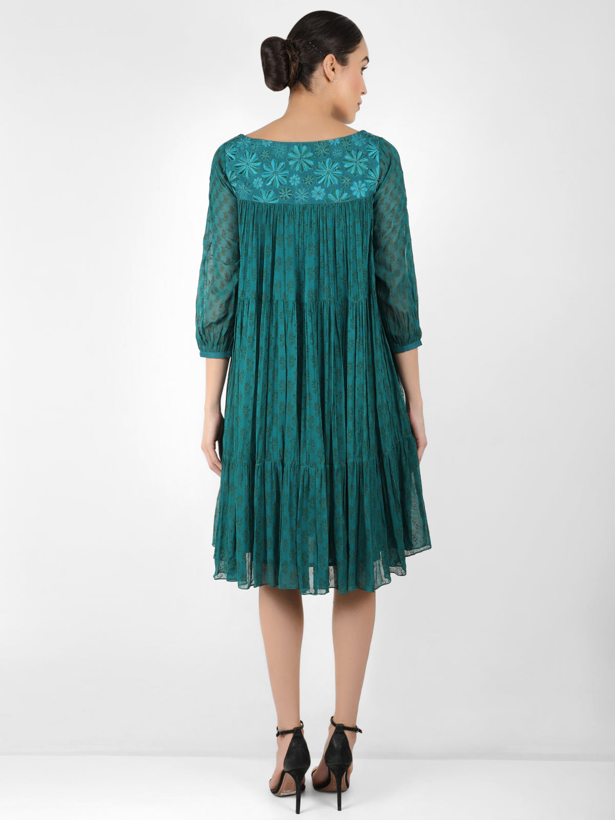 The bohemian yoke dress - Deep sea Green
