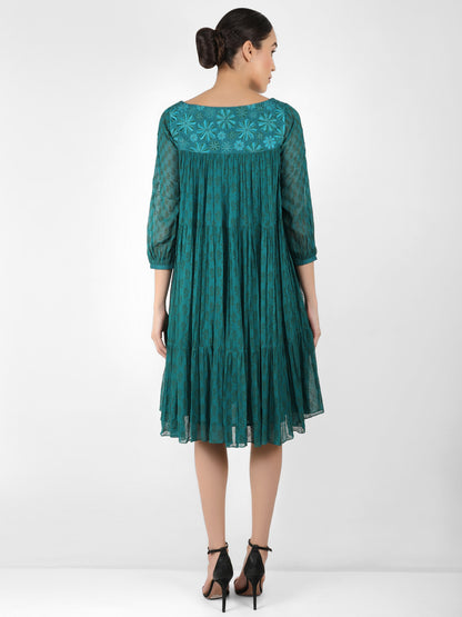 The bohemian yoke dress - Deep sea Green