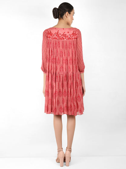 The bohemian yoke dress - Dull coral