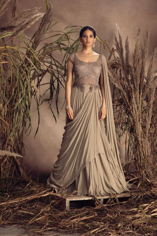 Georgette Drape Gown