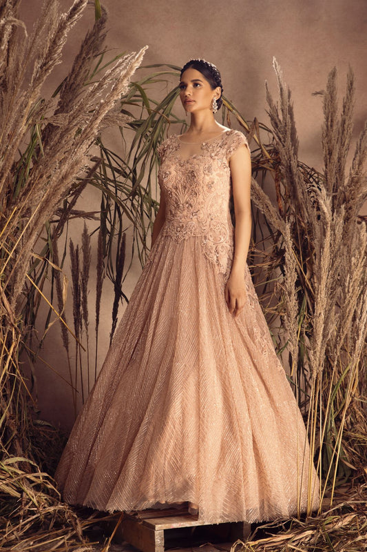 Peach Net Gown