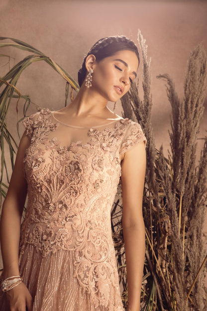 Peach Net Gown