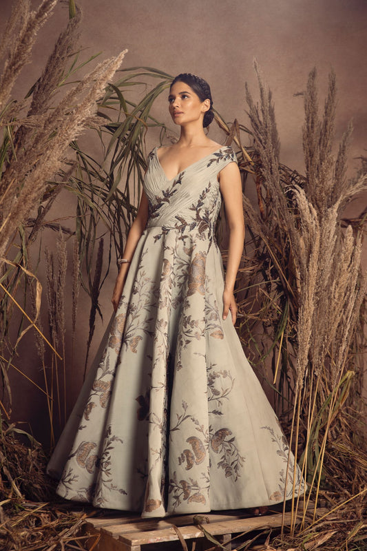 Aqua Green Grey Gown