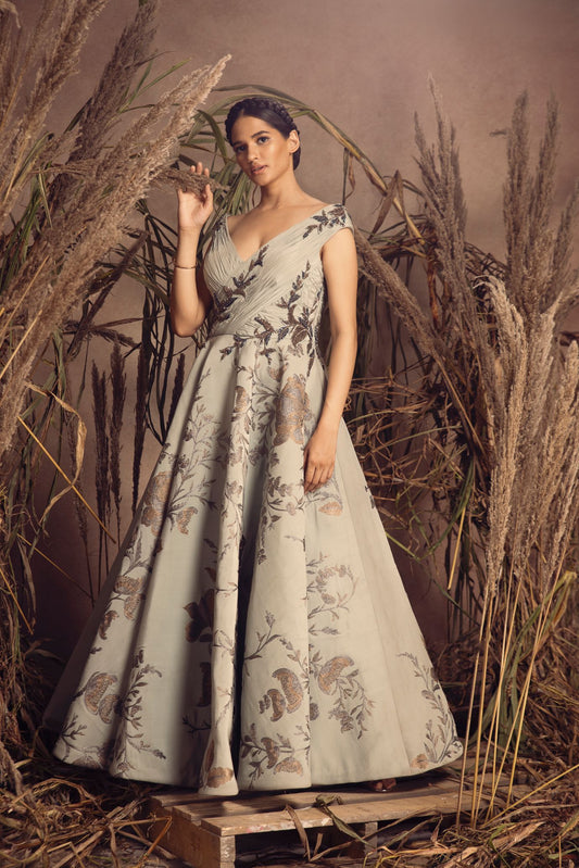 Aqua Green Grey Gown