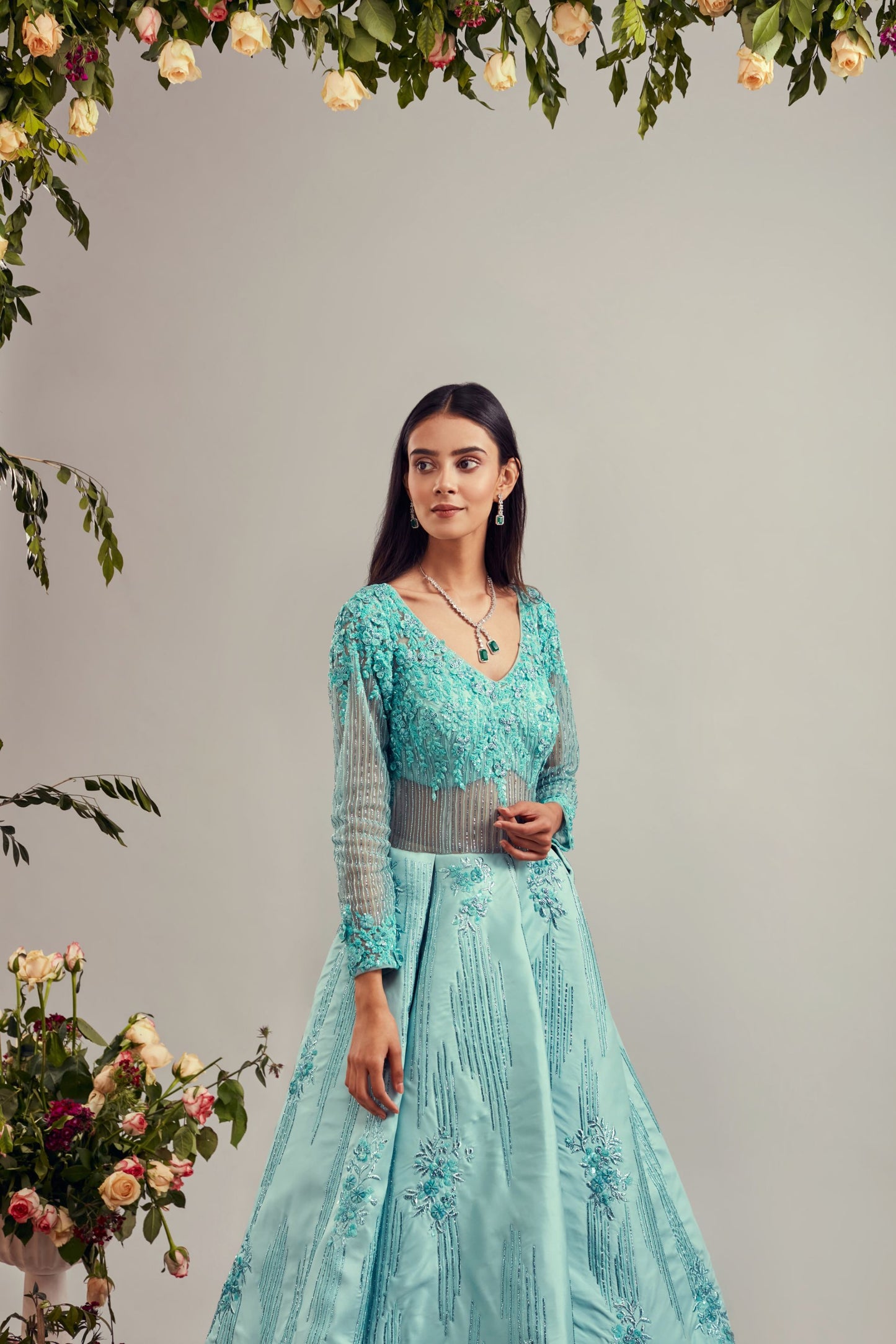 Aqua Blue Tafta Gown