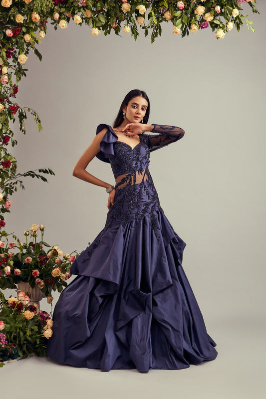 Mid-Night Blue Tafta Gown