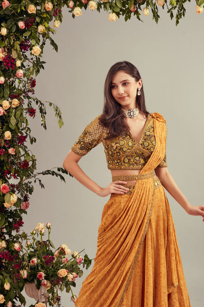Mustard Printed Lehenga
