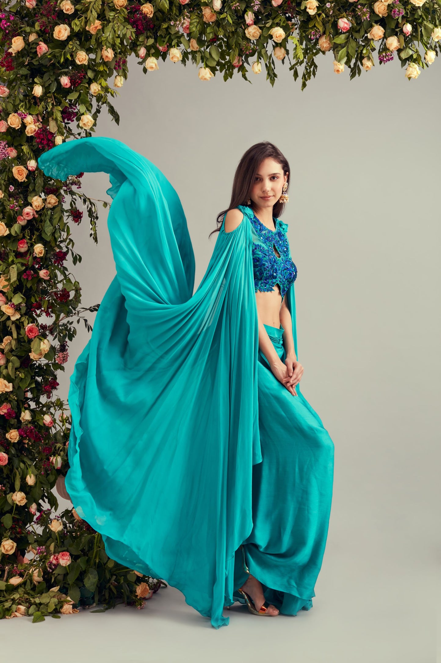 Peacock Blue Drape Dress ADI Peacock Blue Drape Dress ADI