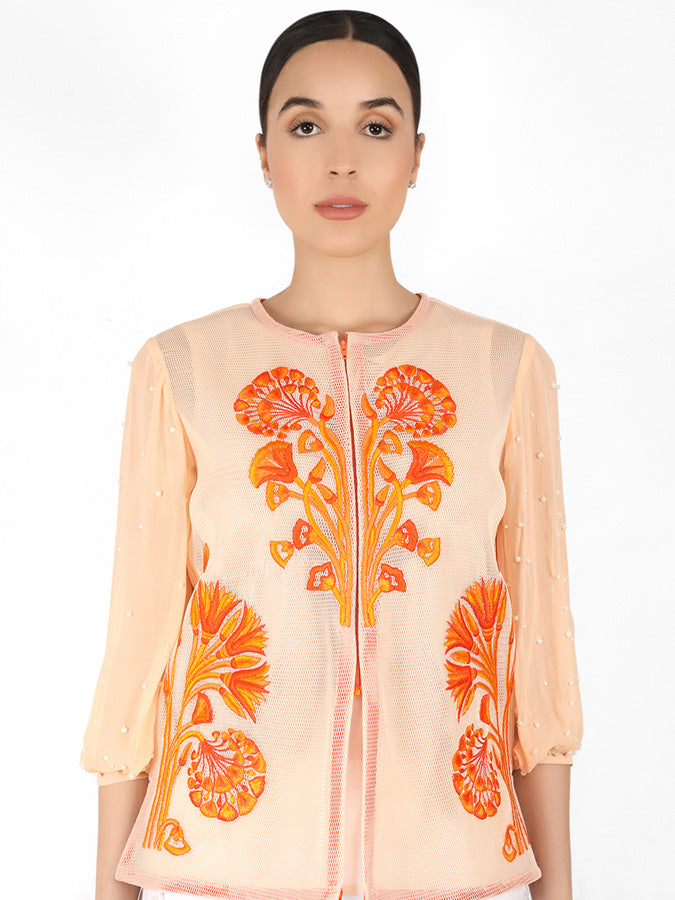 Summer Geo-Net Jacket - Peach